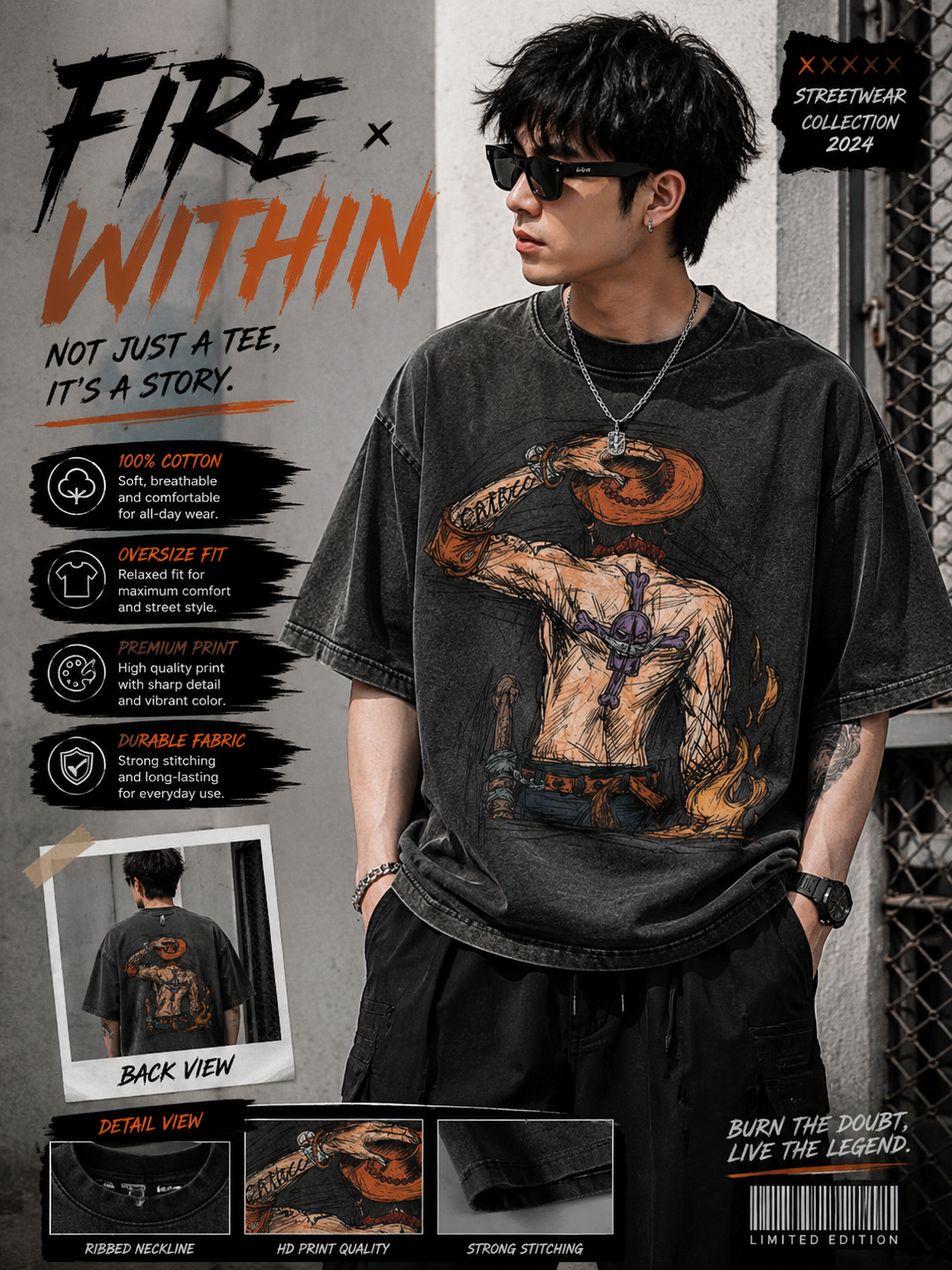 Kaos Oversize Washed Luffy 2