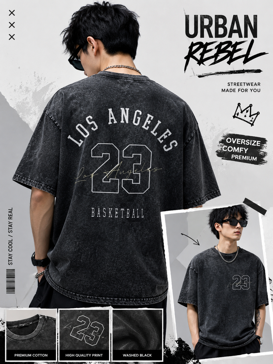 Kaos Oversize Washed Los Angeles