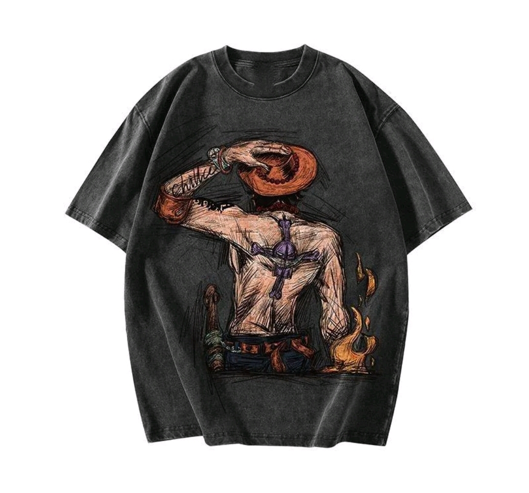 Kaos Oversize Washed Luffy 2 - Gambar 2